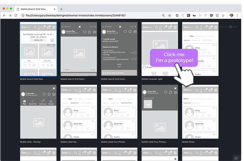Mobile Wireframe screens